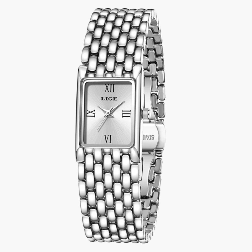 Relógio Feminino Quadrado Square Prata