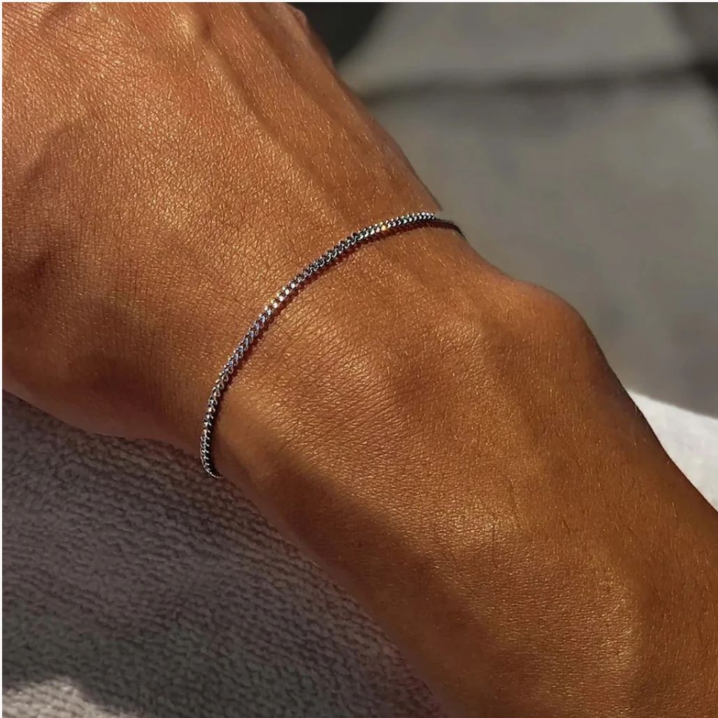 Pulseira de Corrente Minimalista Barra