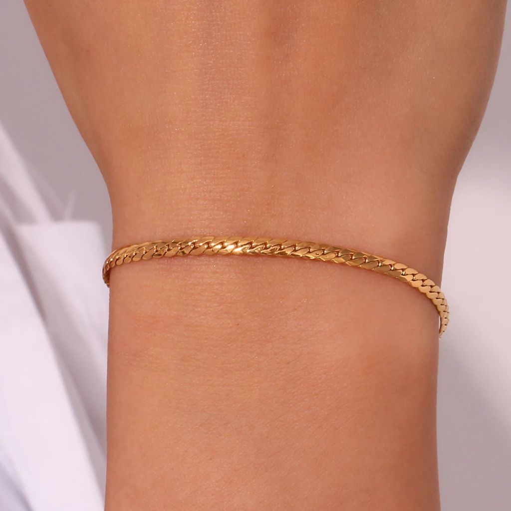 Pulseira Feminina Fina Golden Chain