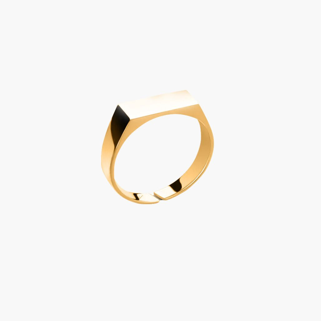 Anel Signet de Tamanho Único Dourado